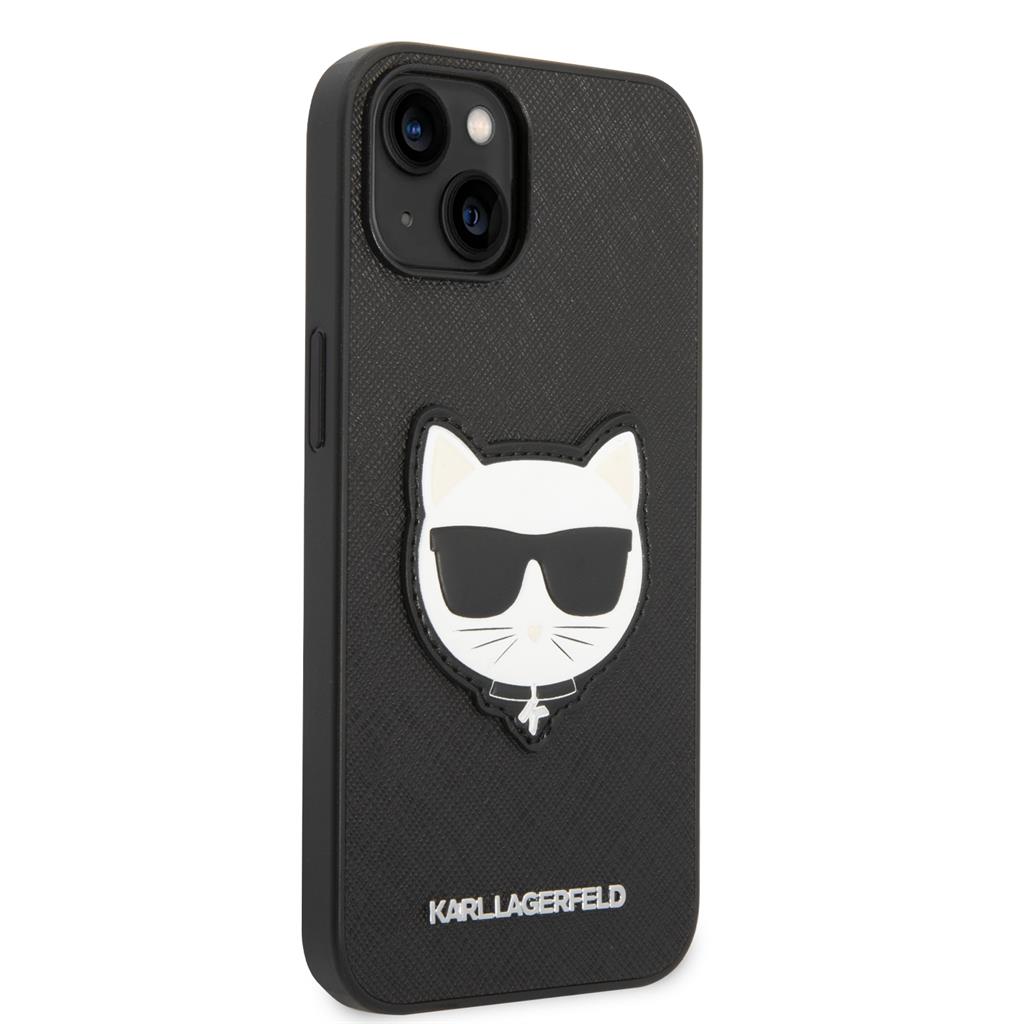 Apple iPhone 14 Plus Karl Lagerfeld PU Saffiano Choupette Head tok (Fekete) – KLHCP14MSAPCHK