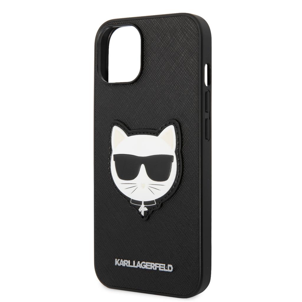Apple iPhone 14 Plus Karl Lagerfeld PU Saffiano Choupette Head tok (Fekete) – KLHCP14MSAPCHK