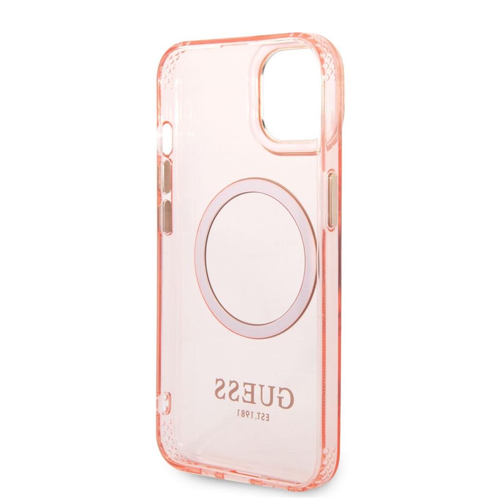 Apple iPhone 14 Plus Guess Translucent MagSafe kompatibilis tok (Rózsaszín) – GUHMP14MHTCMP