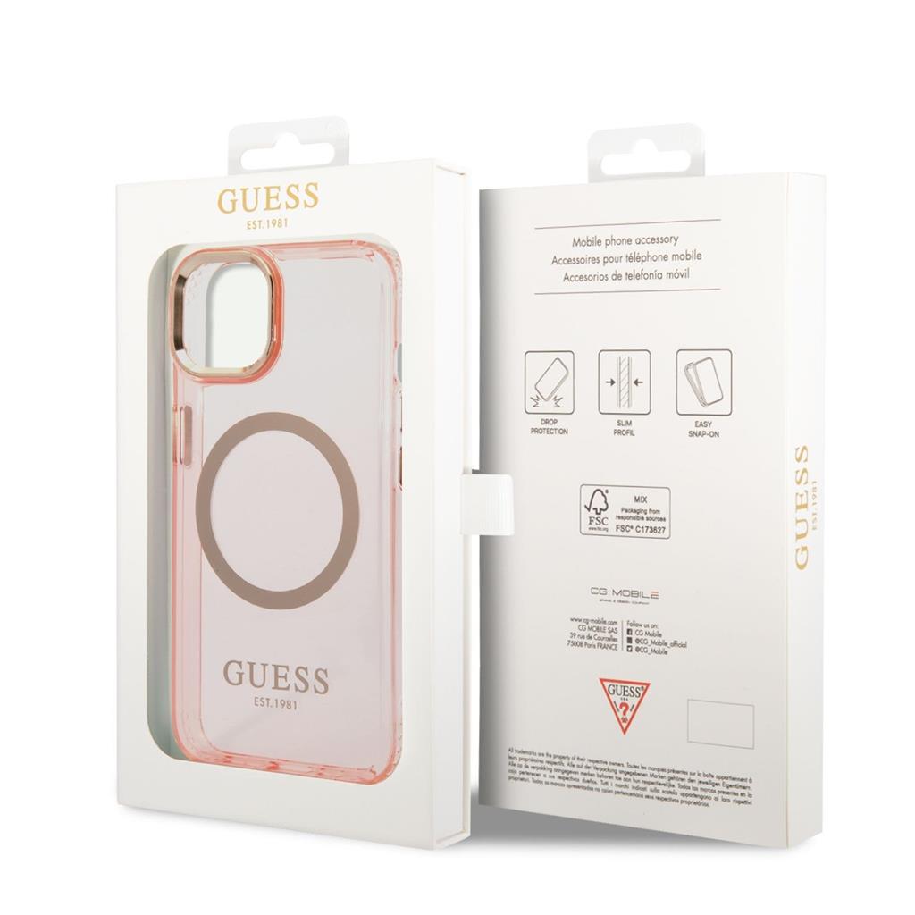 Apple iPhone 14 Plus Guess Translucent MagSafe kompatibilis tok (Rózsaszín) – GUHMP14MHTCMP