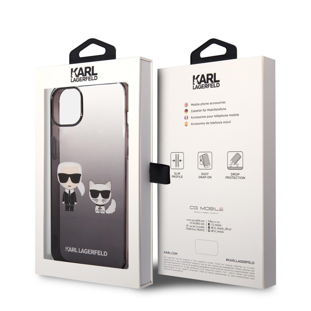 Apple iPhone 14 Plus Karl Lagerfeld and Choupette gradient hátlap tok (Fekete - KLHCP14MTGKCK) 2