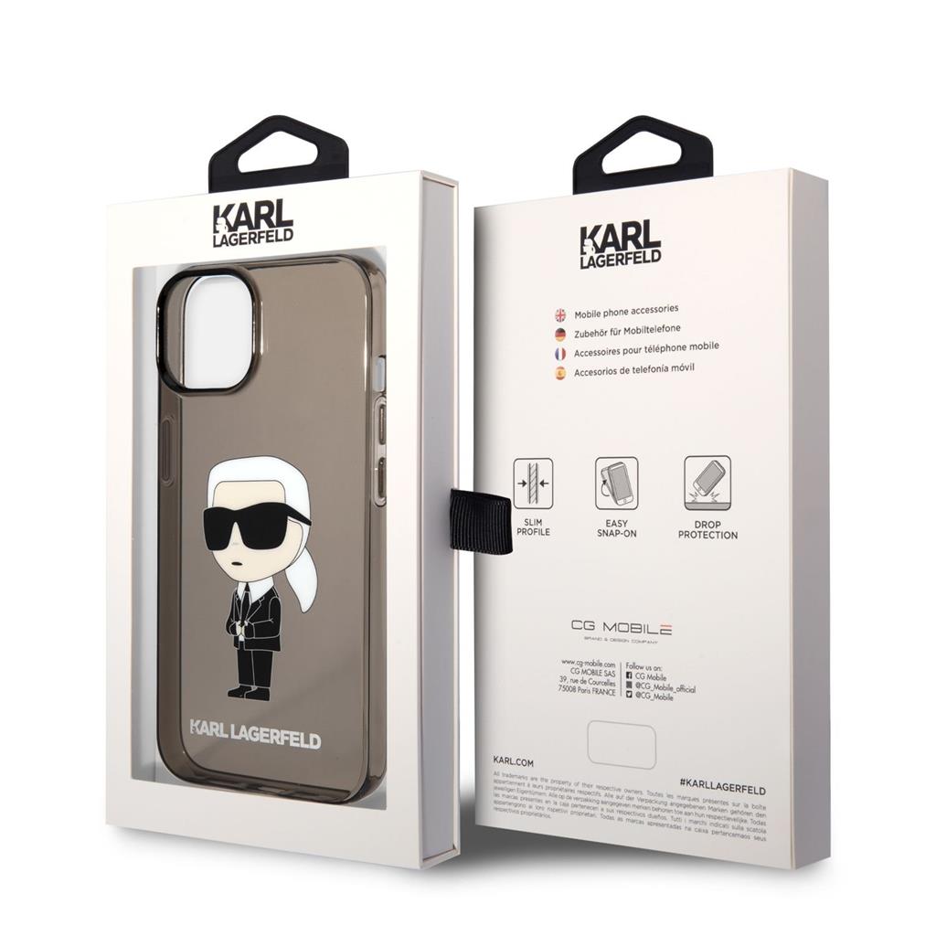 Apple iPhone 14 Plus Karl Lagerfeld IML Ikonik NFT tok (Fekete) – KLHCP14MHNIKTCK
