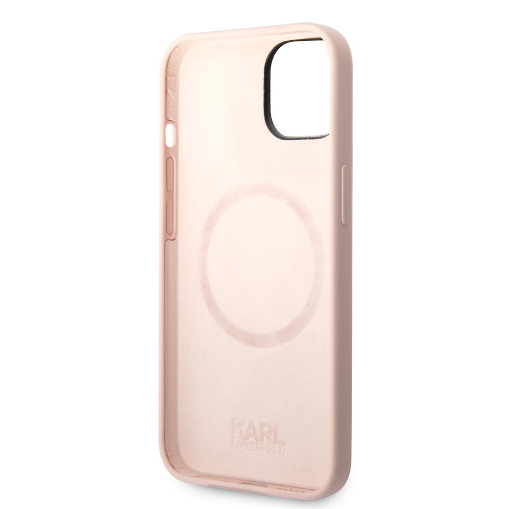 Apple iPhone 14 Plus Karl Lagerfeld MagSafe Compatible Liquid Silicone Karl and Choupette tok (Rózsaszín) – KLHMP14MSSKCI