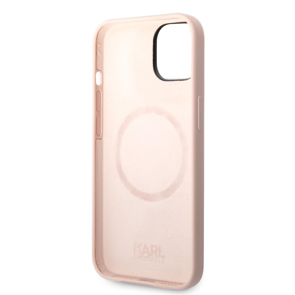 Apple iPhone 14 Plus Karl Lagerfeld & Choupette folyékony szilikontok (Rózsaszín) – KLHCP14MSSKCI