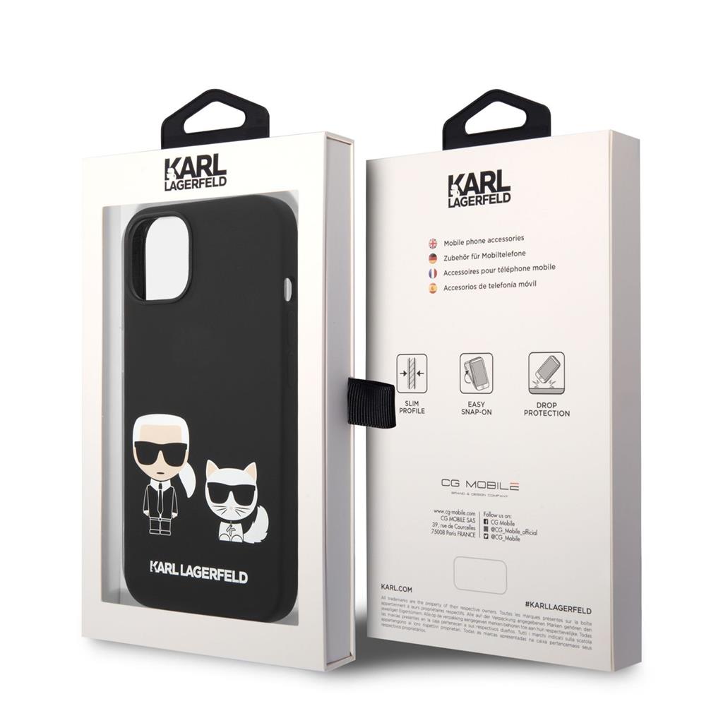 Apple iPhone 14 Plus Karl Lagerfeld & Choupette folyékony szilikontok (Fekete) – KLHCP14MSSKCK