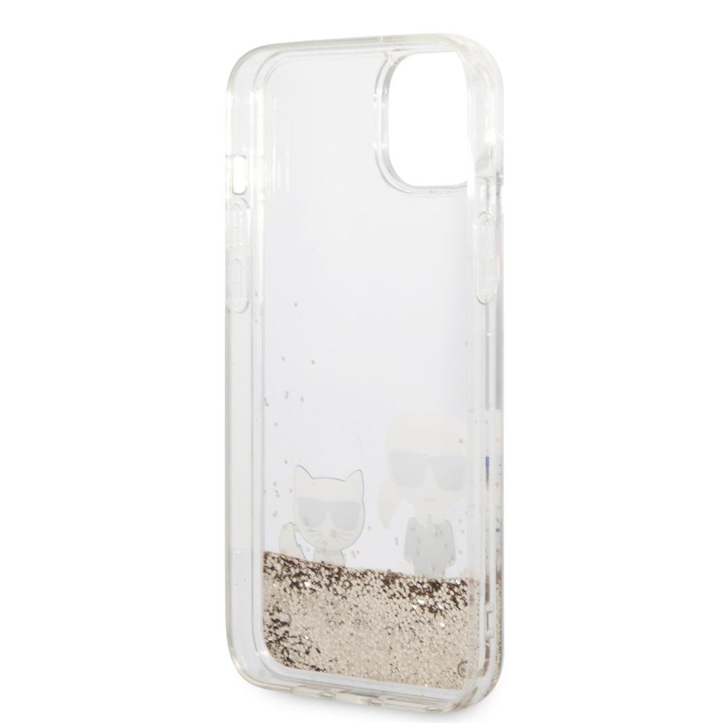 Apple iPhone 14 Plus Karl Lagerfeld Liquid Glitter Karl and Choupette tok (Arany) – KLHCP14MGKCD