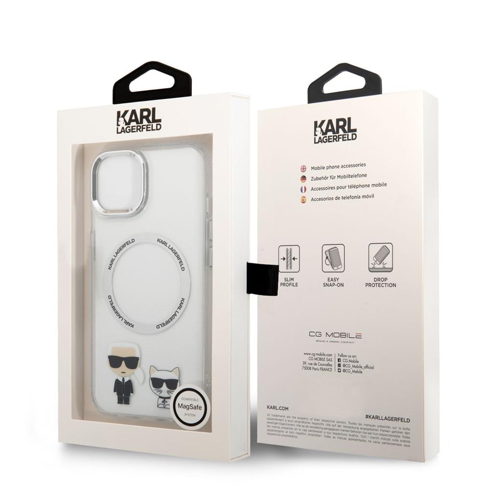 Apple iPhone 14 Plus Karl Lagerfeld MagSafe Compatible Karl and Choupette tok (Átlátszó) – KLHMP14MHKCT