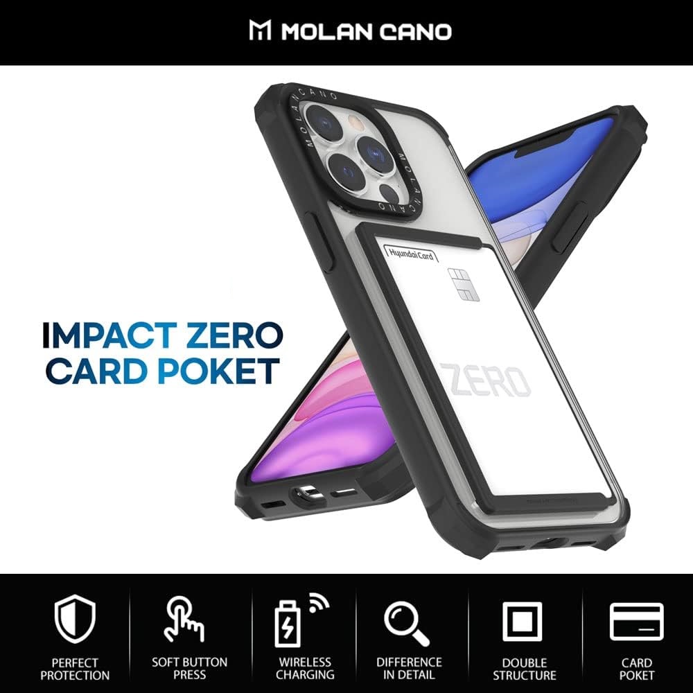 Apple iPhone 14 Plus MOLAN CANO HN7 strapabíró hátlap tok kártyatartóval (Fekete)