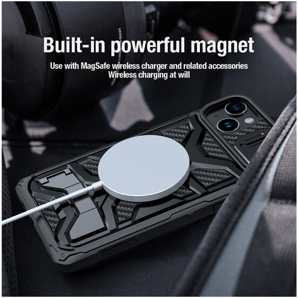 Apple iPhone 14 Plus Nillkin Adventurer Pro Magsafe strapabíró hátlap tok (Fekete) 3