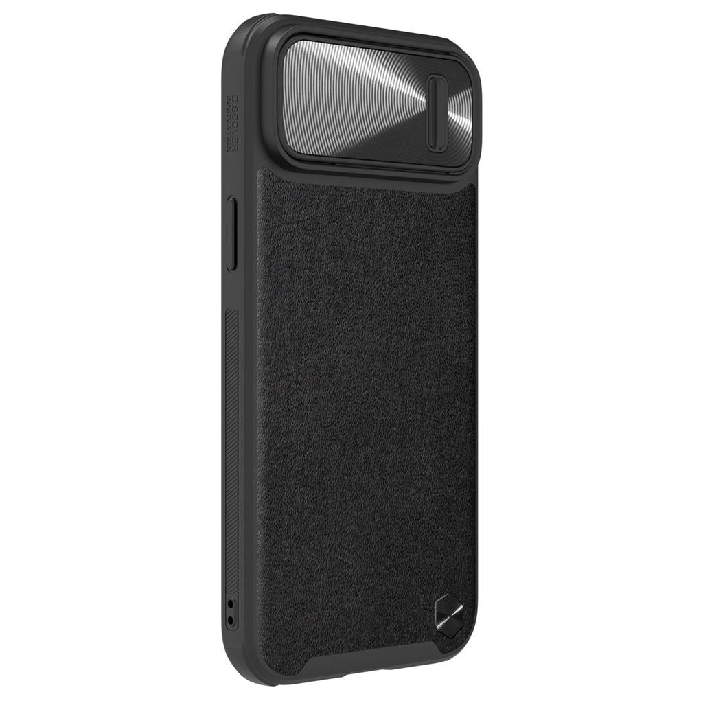 Apple iPhone 14 Plus Nillkin camshield leather hátlap tok (Fekete) 0