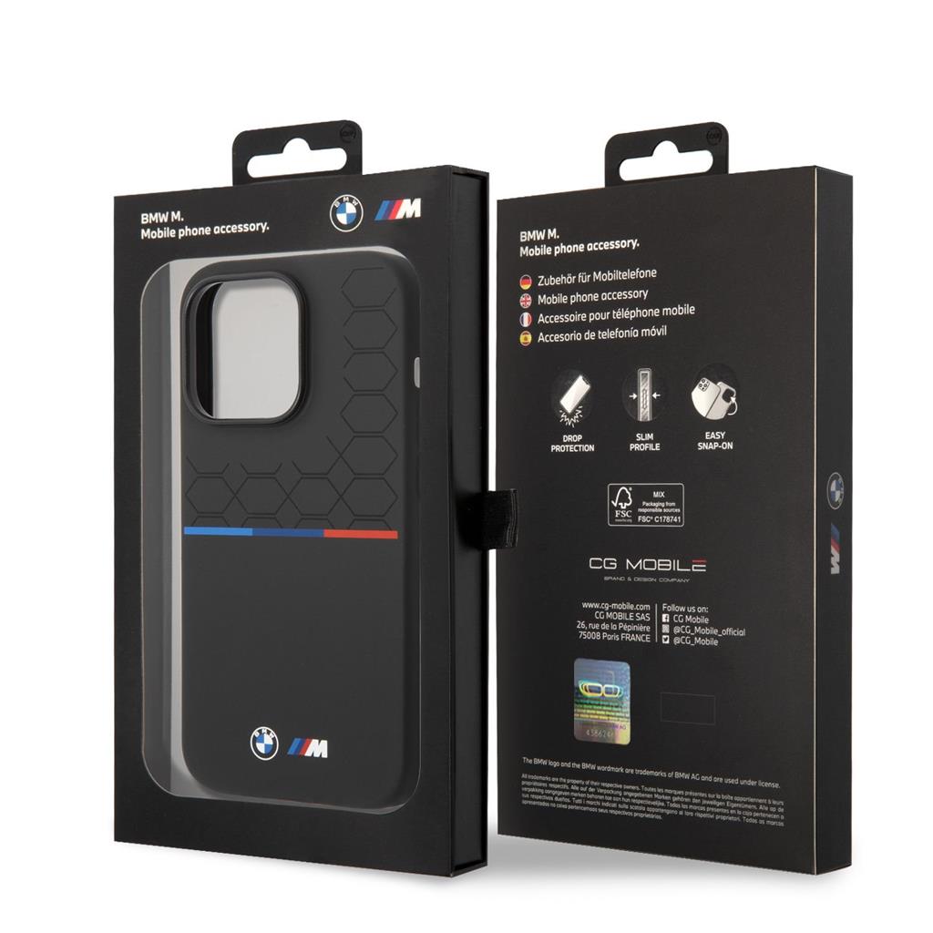 Apple iPhone 14 Pro BMW M tricolor prémium hátlap tok (Fekete) - BMHCP14L22SMPK 2