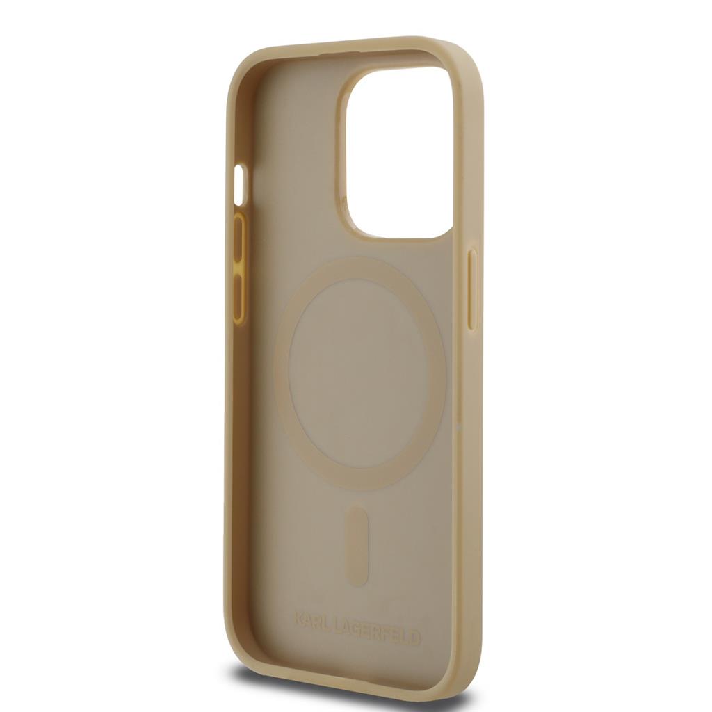 Apple iPhone 14 Pro Karl Lagerfeld PU Karl Heads Pattern MagSafe tok (Bézs) – KLHMP14LPGKHPHE