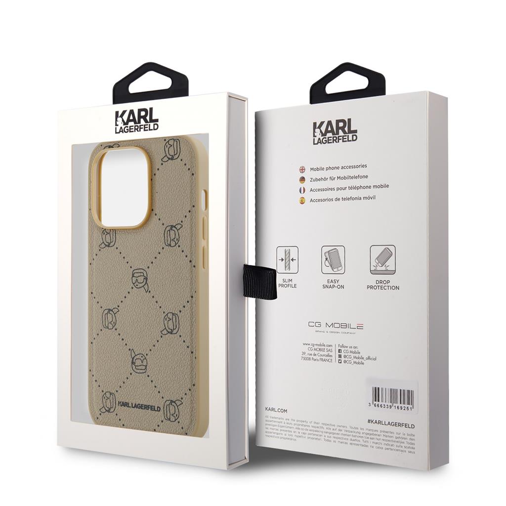 Apple iPhone 14 Pro Karl Lagerfeld PU Karl Heads Pattern MagSafe tok (Bézs) – KLHMP14LPGKHPHE