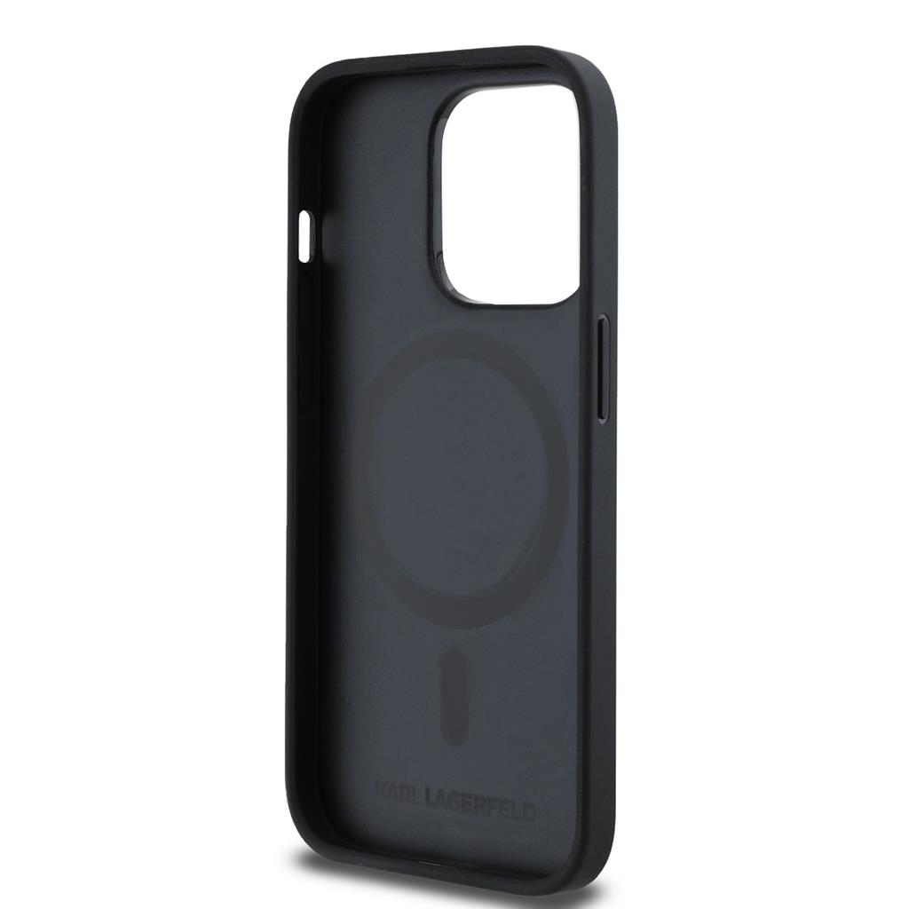 Apple iPhone 14 Pro Karl Lagerfeld PU Karl Heads Pattern MagSafe tok (Fekete) – KLHMP14LPGKHPHK
