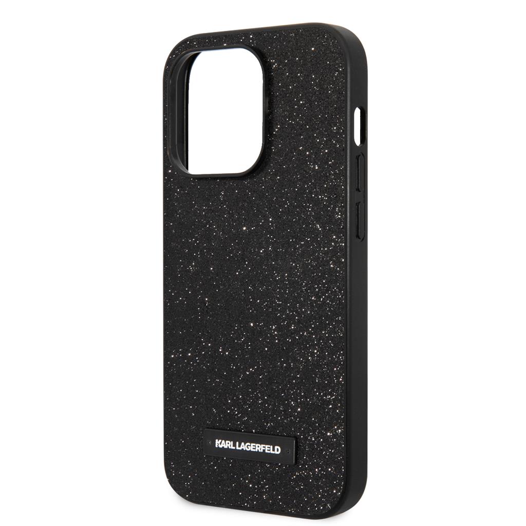 Apple iPhone 14 Pro Max Karl Lagerfeld glitter plaque prémium hátlap tok (Fekete - KLHCP14XG2ELK) 1