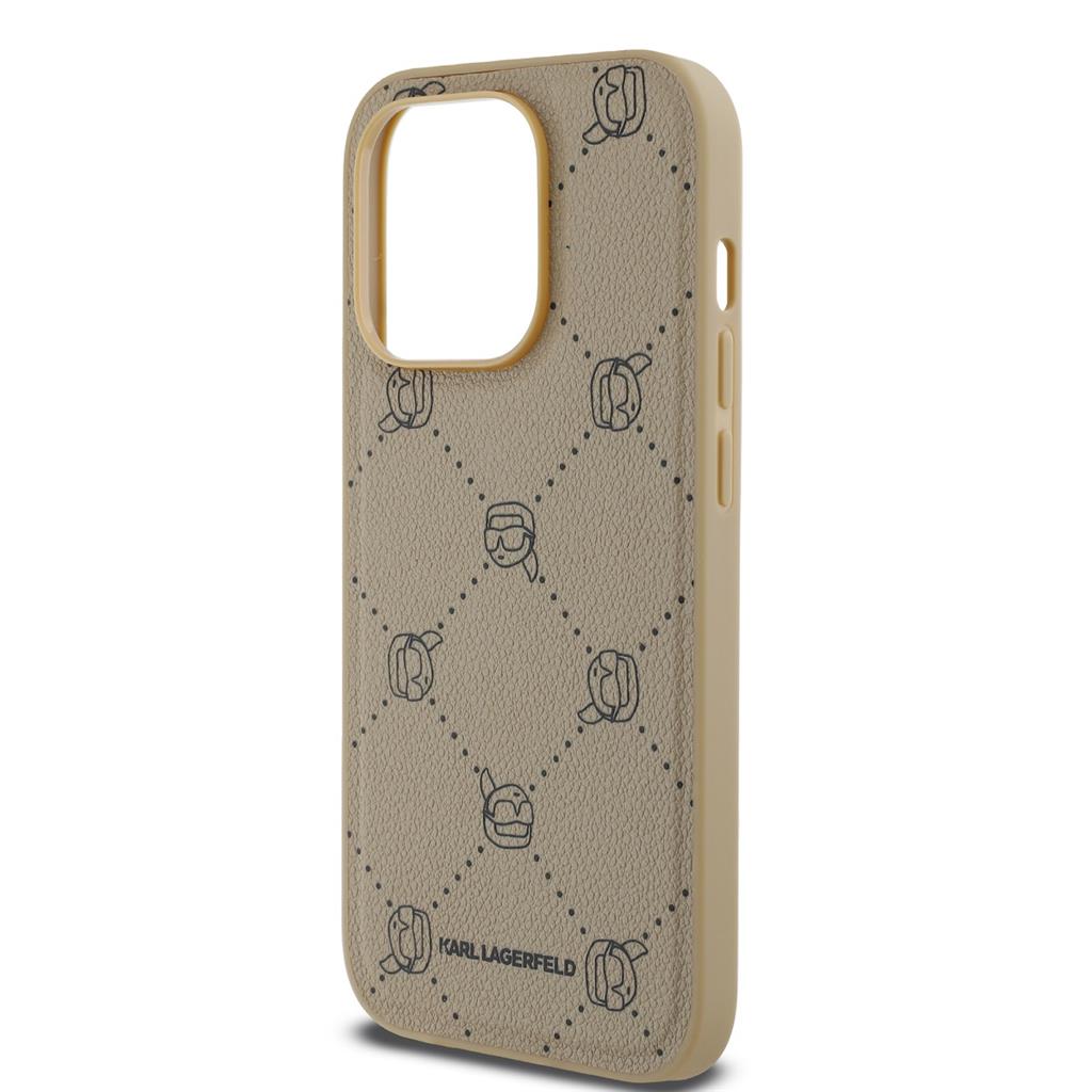 Apple iPhone 14 Pro Max Karl Lagerfeld PU Karl Heads Pattern MagSafe tok (Bézs) – KLHMP14XPGKHPHE