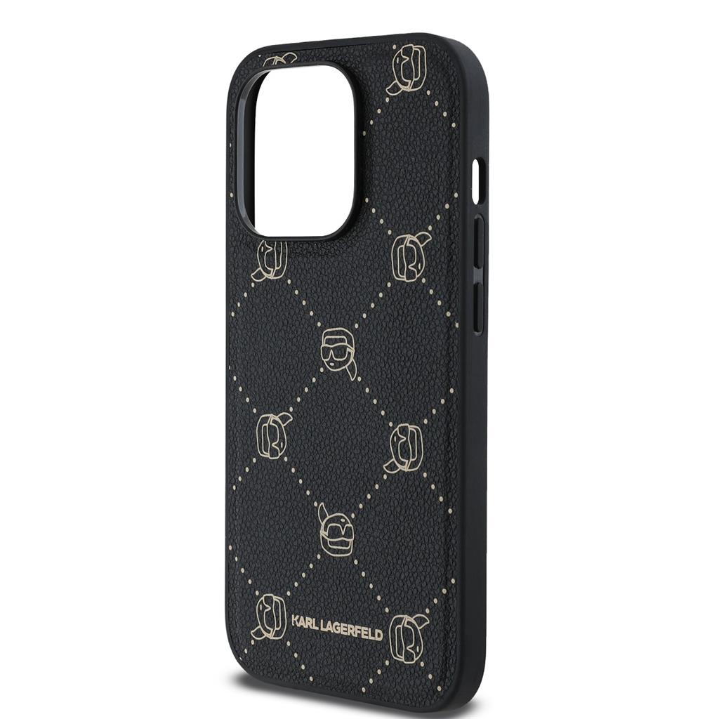 Apple iPhone 14 Pro Max Karl Lagerfeld PU Karl Heads Pattern MagSafe tok (Fekete) – KLHMP14XPGKHPHK