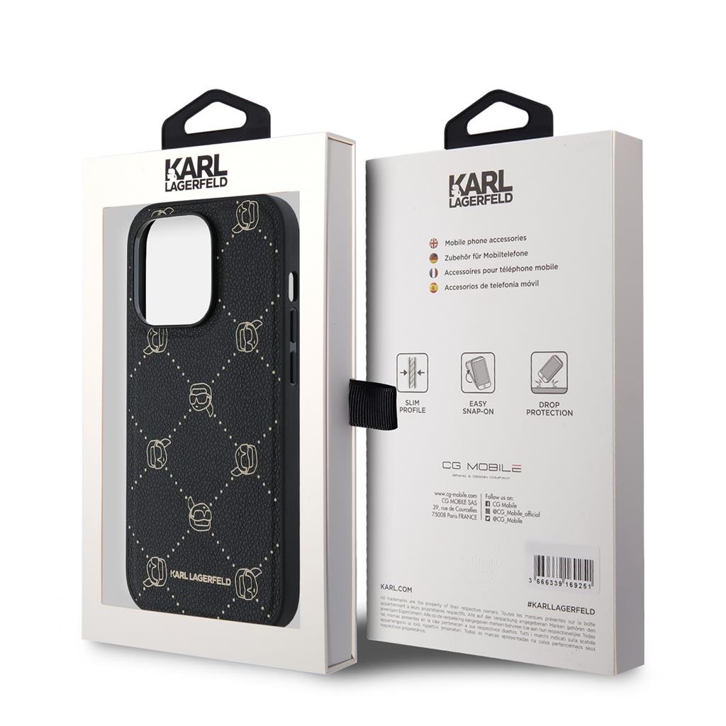 Apple iPhone 14 Pro Max Karl Lagerfeld PU Karl Heads Pattern MagSafe tok (Fekete) – KLHMP14XPGKHPHK