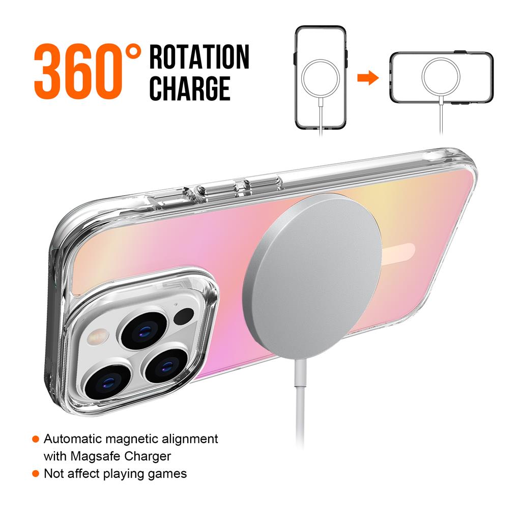 Apple iPhone 14 Pro Max TOKO Pure rainbow magsafe hátlap tok (Rózsaszín)