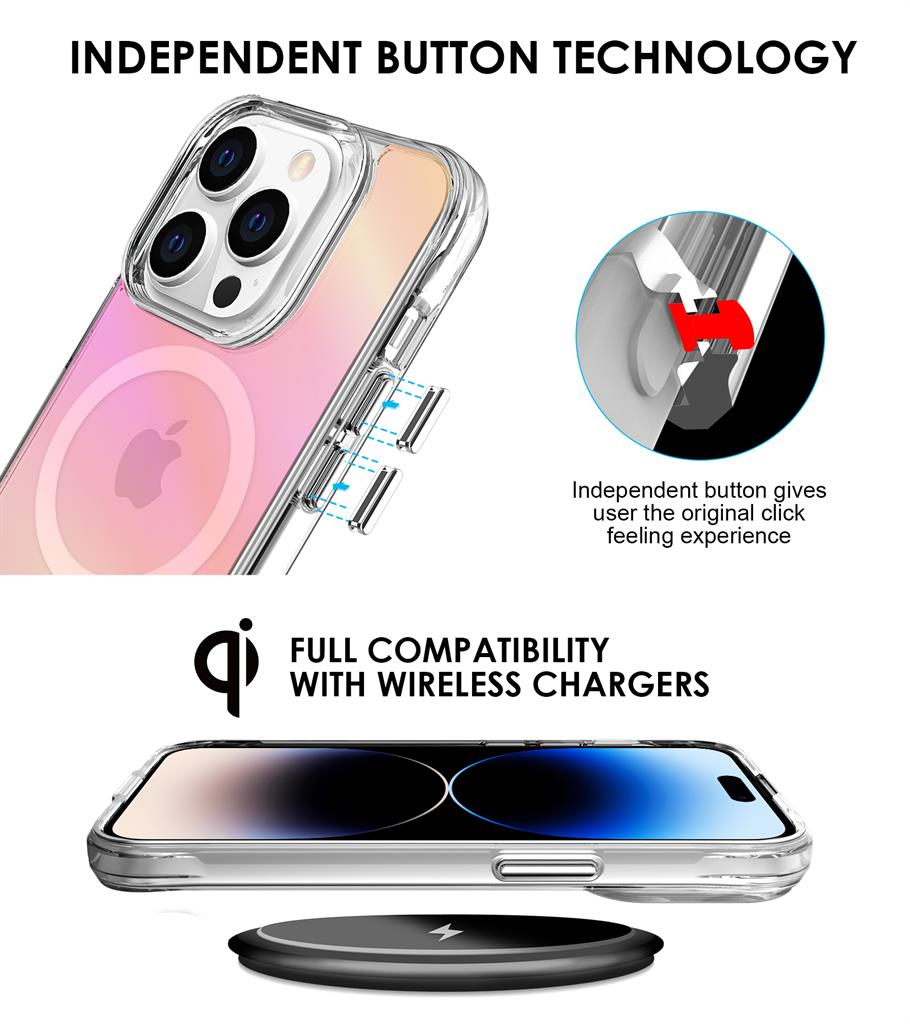 Apple iPhone 14 Pro Max TOKO Pure rainbow magsafe hátlap tok (Rózsaszín)