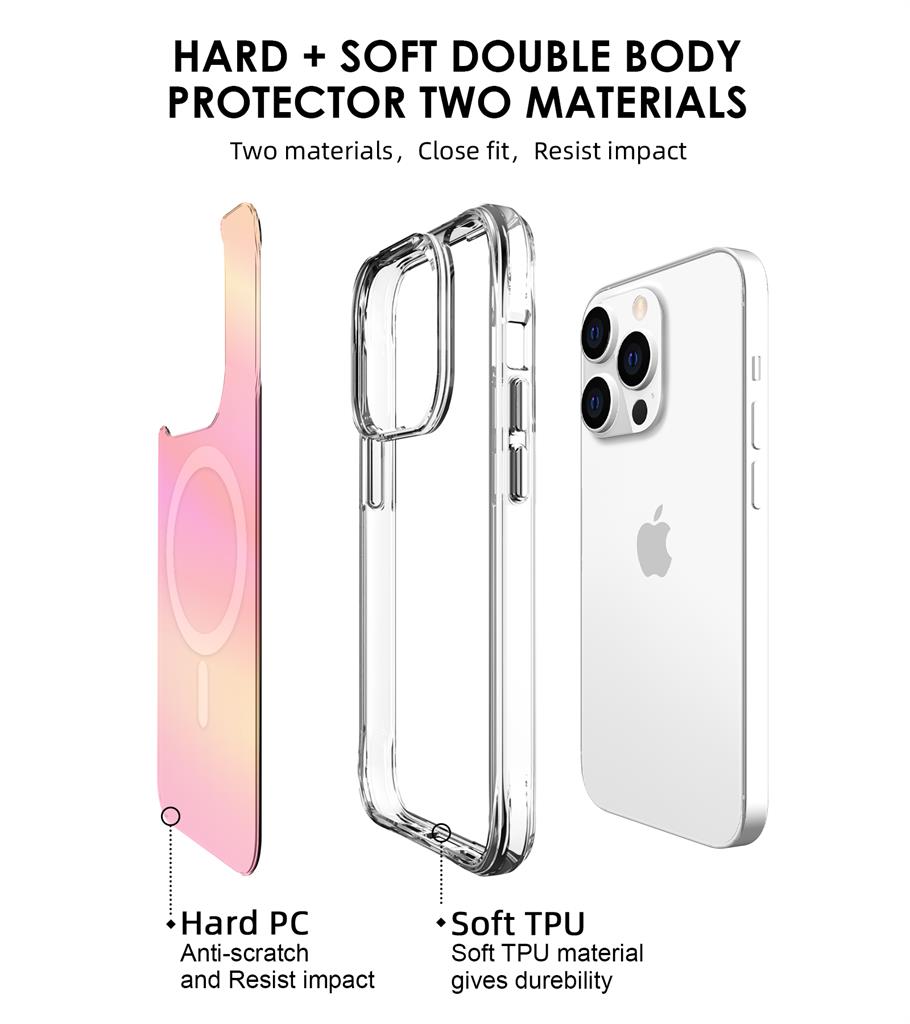 Apple iPhone 14 Pro Max TOKO Pure rainbow magsafe hátlap tok (Rózsaszín)