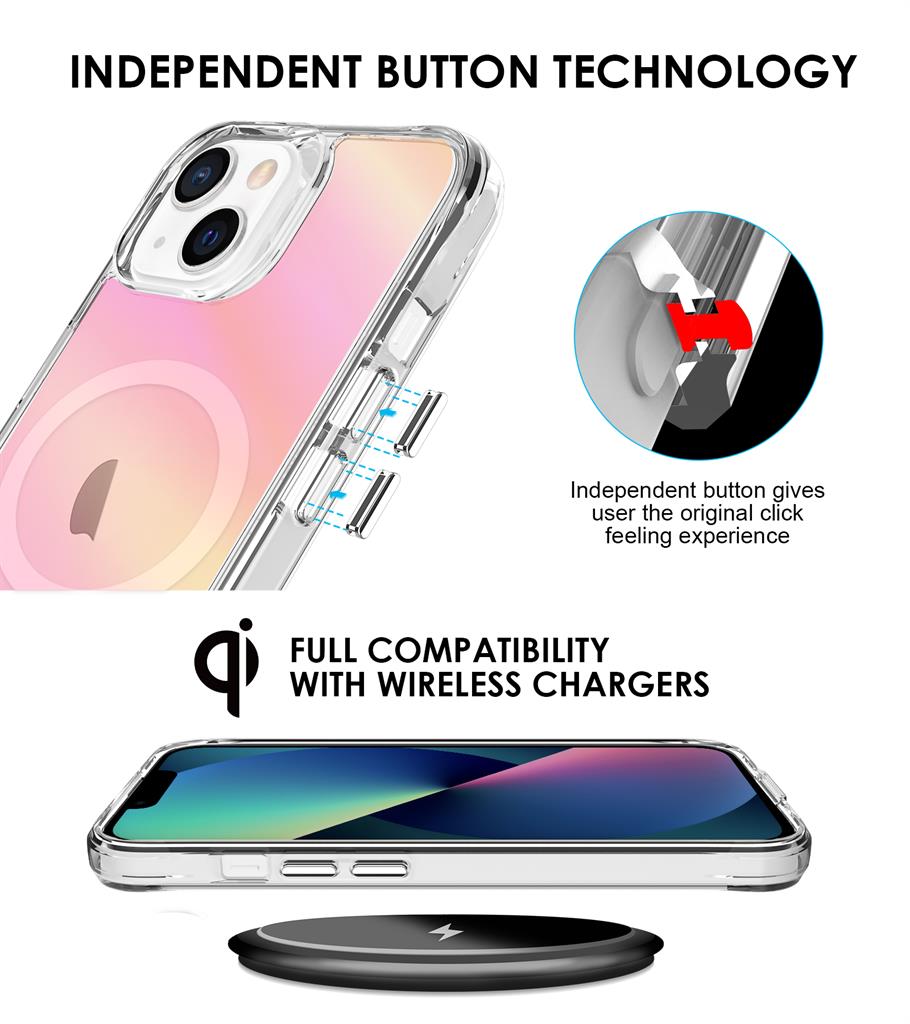 Apple iPhone 14 TOKO Pure rainbow magsafe hátlap tok (Rózsaszín)