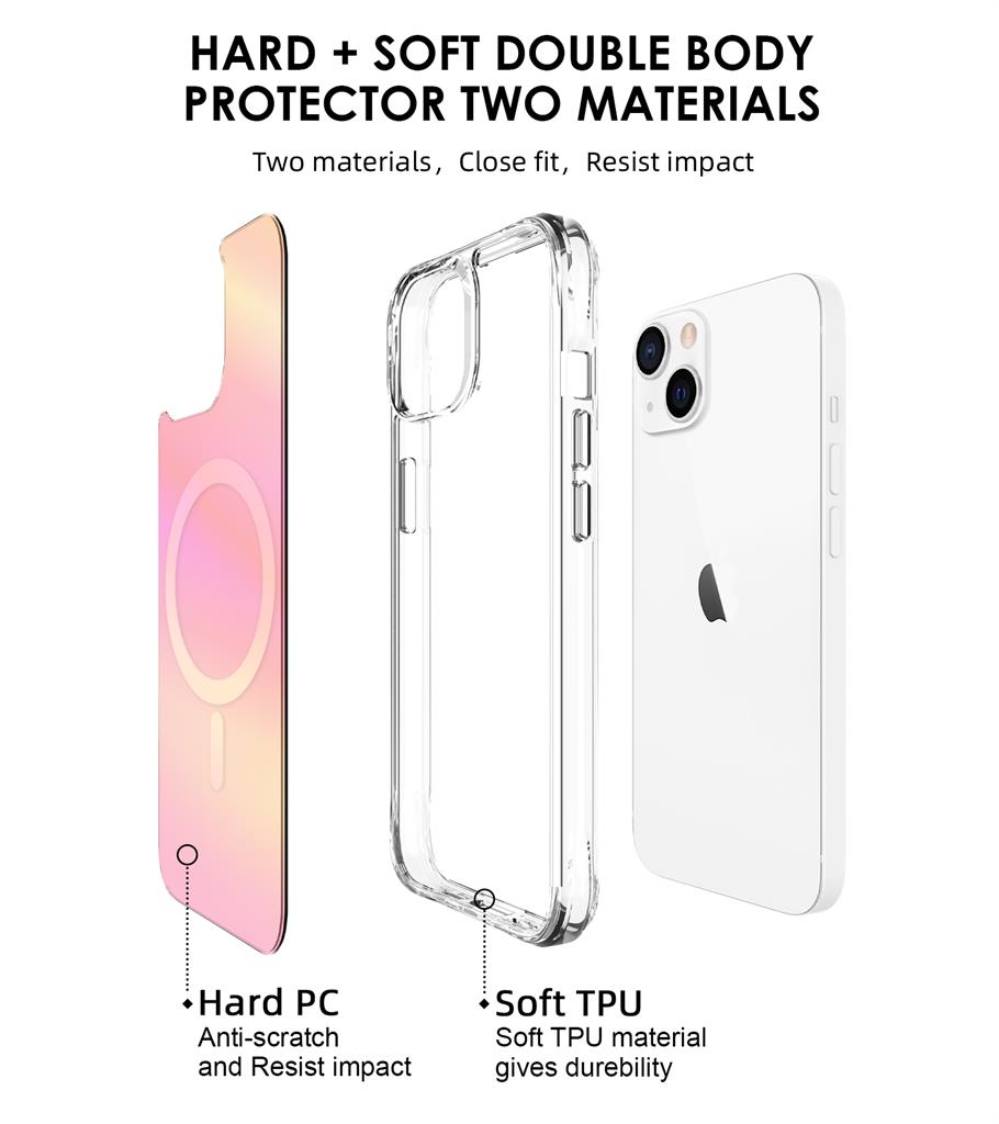 Apple iPhone 14 TOKO Pure rainbow magsafe hátlap tok (Rózsaszín)