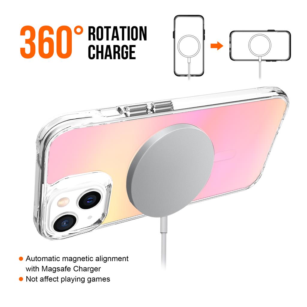 Apple iPhone 14 TOKO Pure rainbow magsafe hátlap tok (Rózsaszín)