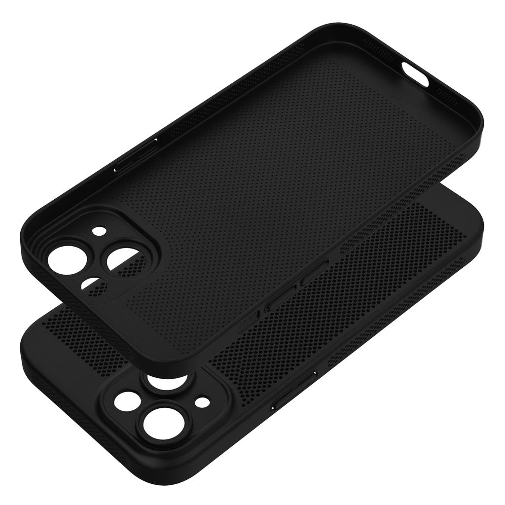 Apple iPhone 15 Breezy lyukacsos műanyag hátlap tok (Fekete) 0