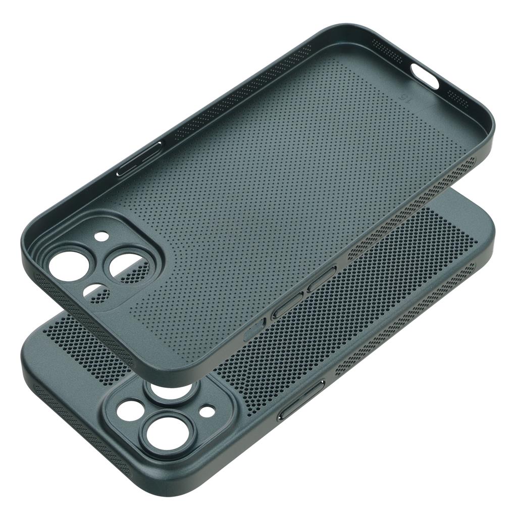Apple iPhone 15 Breezy lyukacsos műanyag hátlap tok (Zöld)