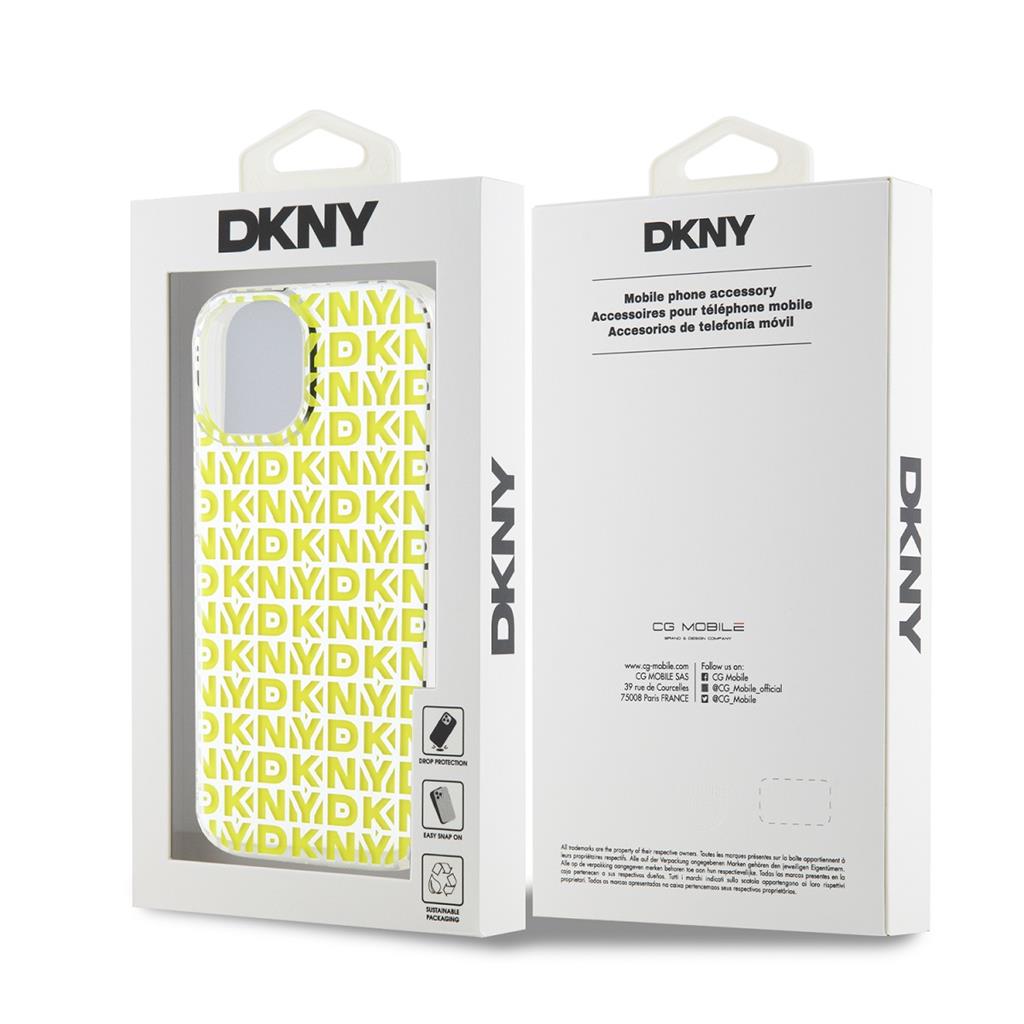 Apple iPhone 15 DKNY PC/TPU Repeat Pattern hátlap tok (Sárga - DKHCP15SHOPECY)