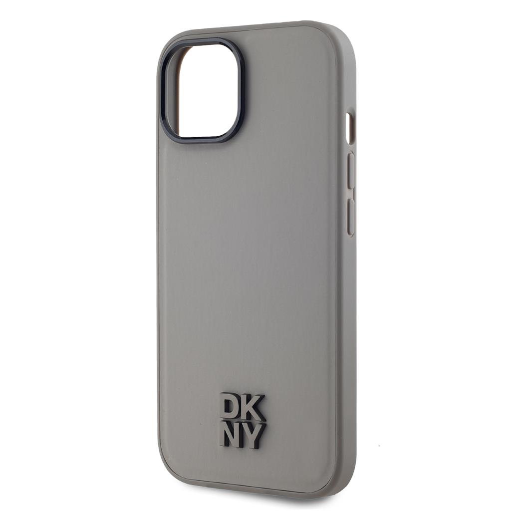 Apple iPhone 15 DKNY PU Leather Stack Logo Magsafe hátlap tok (Szürke - DKHMP15SPSMCSLE)