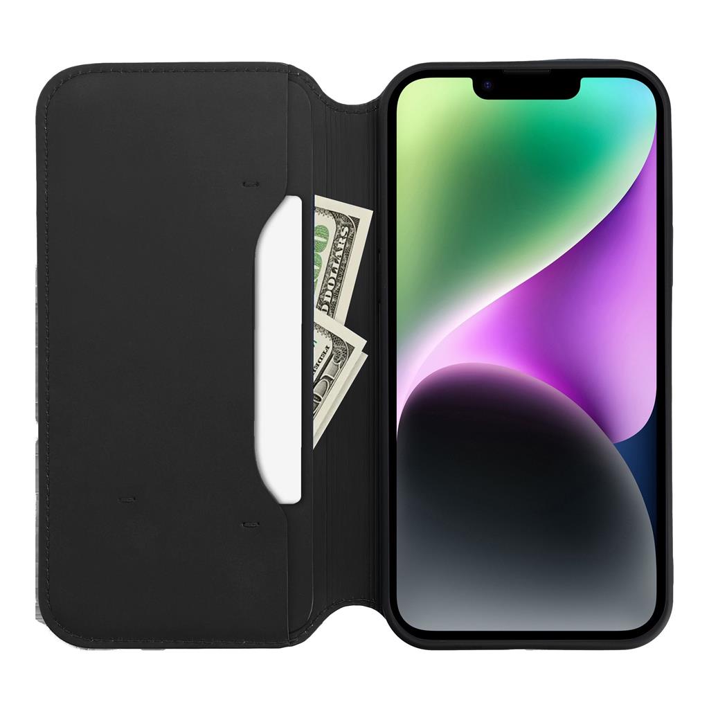 Apple iPhone 15 Dual pocket notesz tok (Fekete)