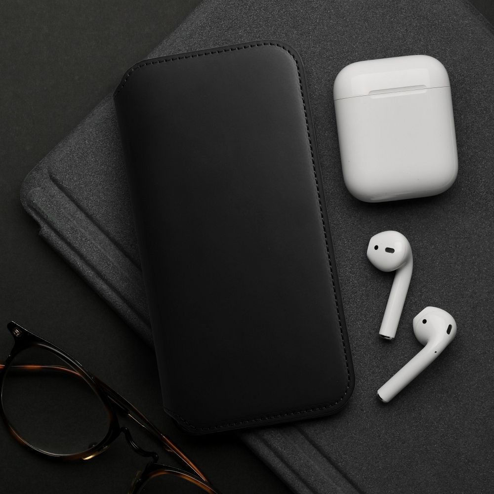 Apple iPhone 15 Dual pocket notesz tok (Fekete)
