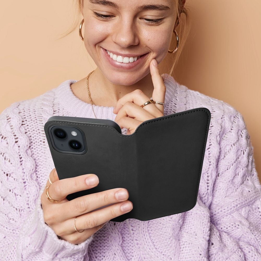 Apple iPhone 15 Dual pocket notesz tok (Fekete)