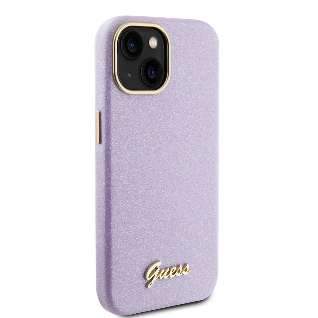 Apple iPhone 15 Guess PU Glitter teljesen fedő tok (Lila) - GUHCP15SPGMCSL