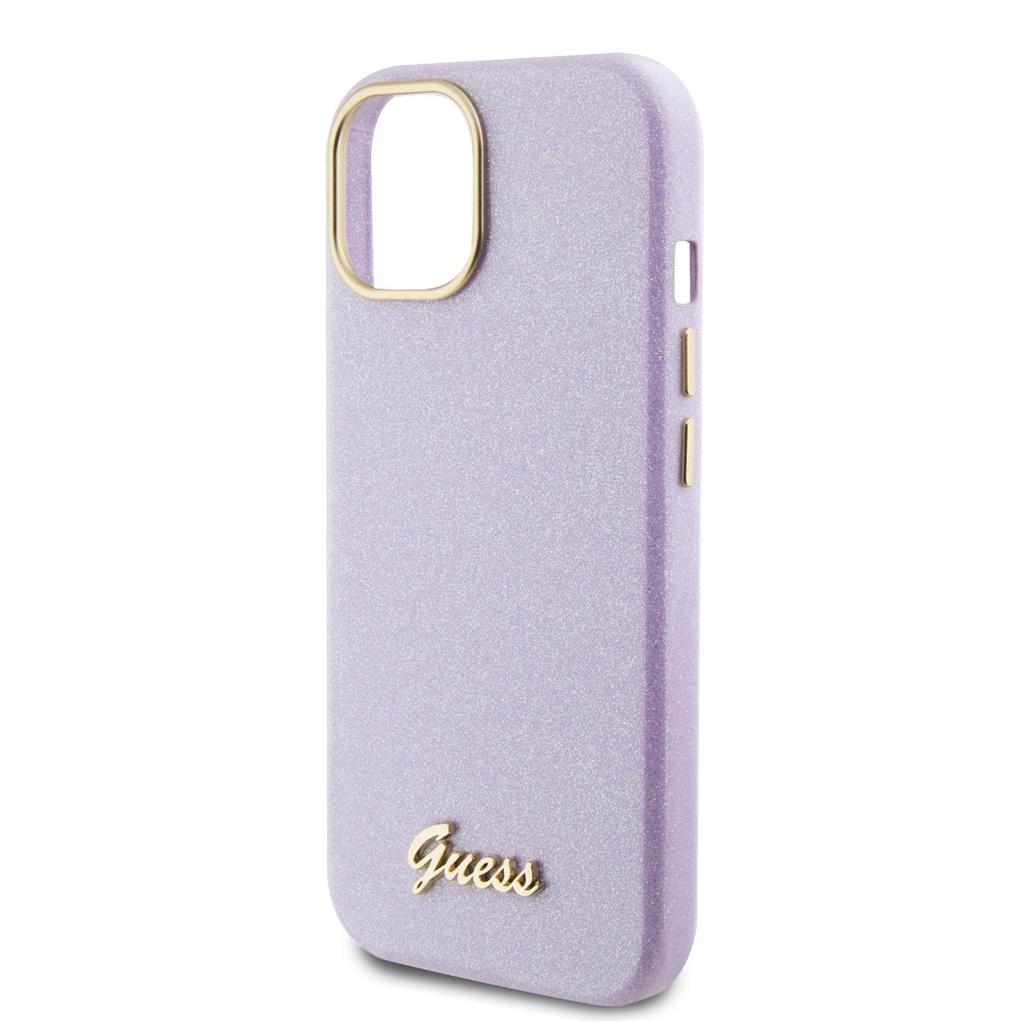 Apple iPhone 15 Guess PU Glitter teljesen fedő tok (Lila) - GUHCP15SPGMCSL