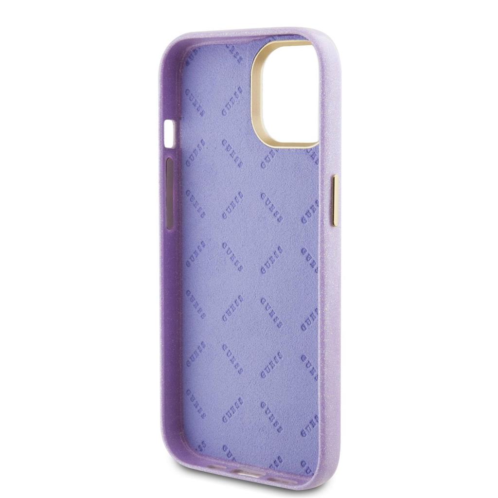 Apple iPhone 15 Guess PU Glitter teljesen fedő tok (Lila) - GUHCP15SPGMCSL