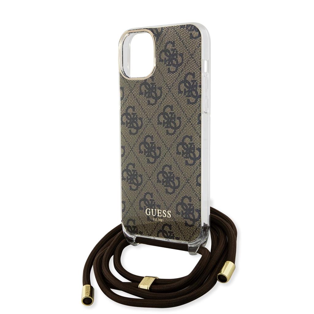 Apple iPhone 15 Guess IML 4G Crossbody Strap tok (Barna) - GUHCP15SHC4SEW