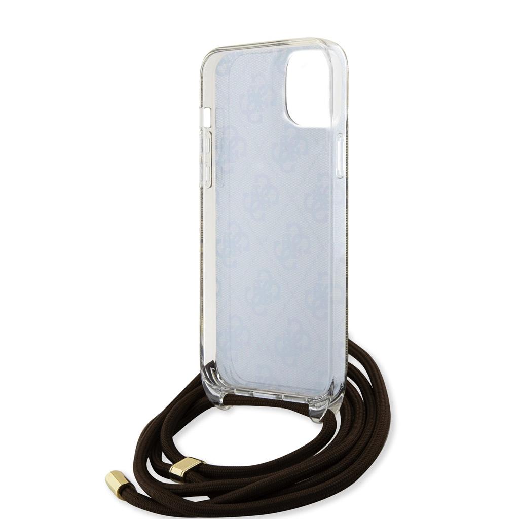 Apple iPhone 15 Guess IML 4G Crossbody Strap tok (Barna) - GUHCP15SHC4SEW