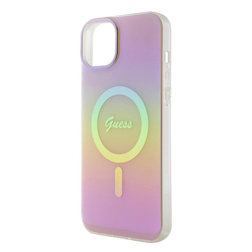 Apple iPhone 15 Guess IML Iridescent Script MagSafe tok (Rózsaszín) - GUHMP15SHITSP
