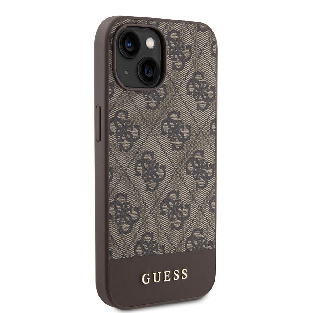 Apple iPhone 15 Guess PU 4G Stripe MagSafe tok (Barna) - GUHMP15SG4GLBR