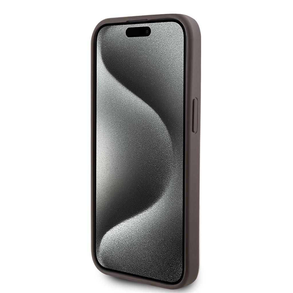 Apple iPhone 15 Guess PU 4G Stripe MagSafe tok (Barna) - GUHMP15SG4GLBR