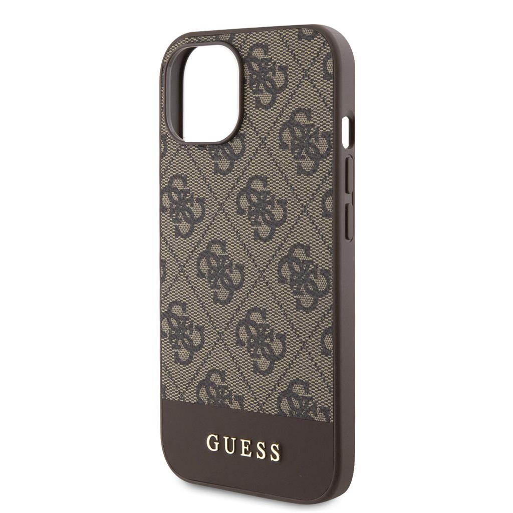 Apple iPhone 15 Guess PU 4G Stripe MagSafe tok (Barna) - GUHMP15SG4GLBR