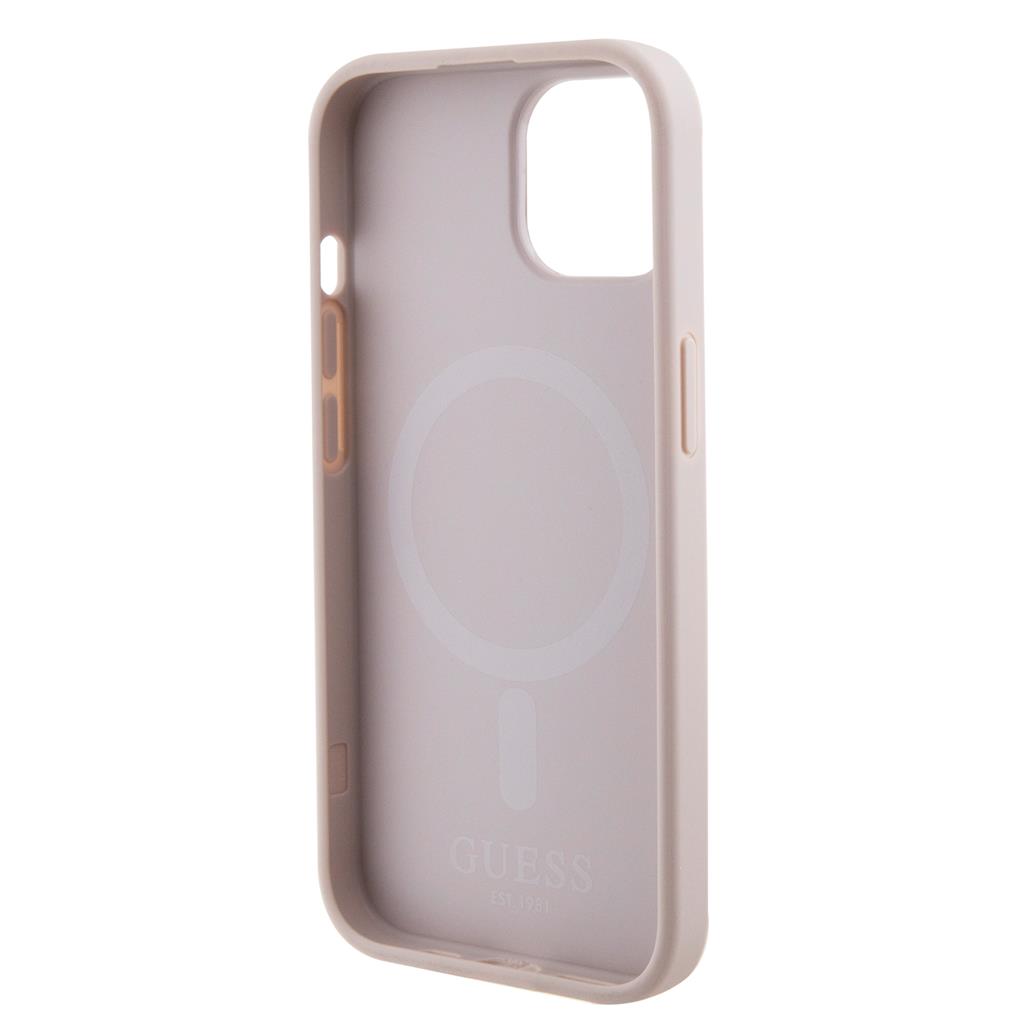 Apple iPhone 15 Guess PU Saffiano MagSafe tok (Rózsaszín) - GUHMP15SPSAHMCP