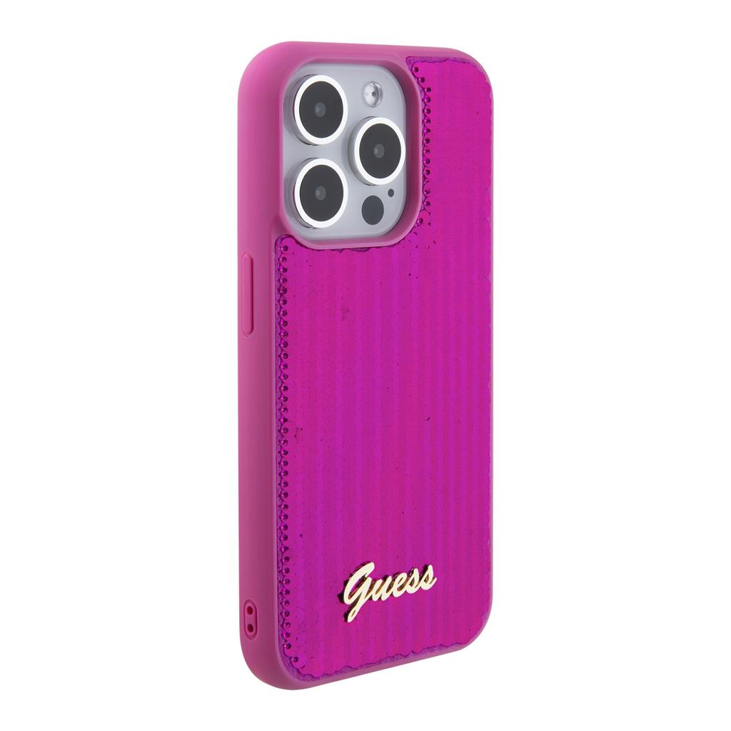 Apple iPhone 15 Guess Sequin Script Logo tok (Magenta) - GUHCP15SPSFDGSF