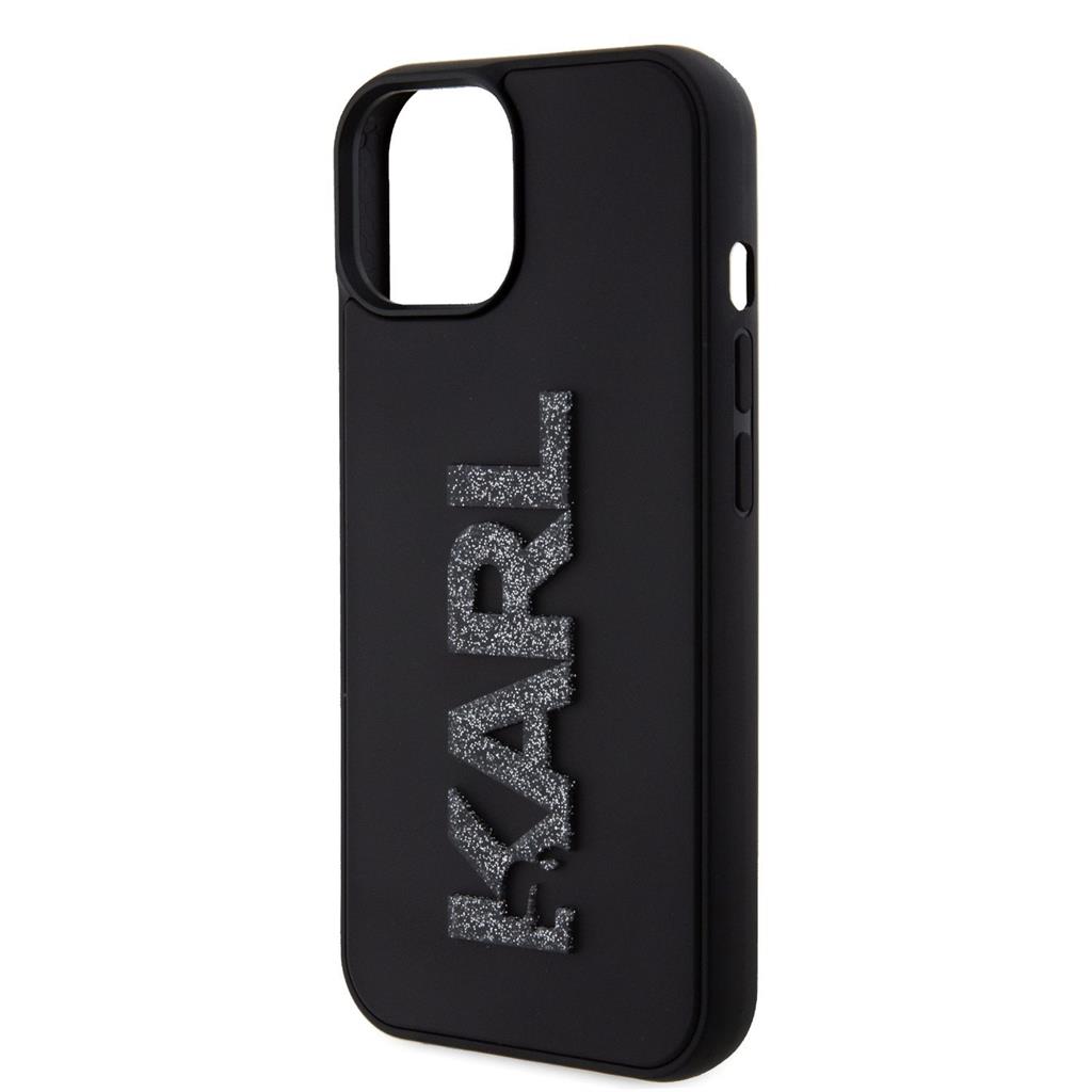Apple iPhone 15 Karl Lagerfeld 3D Glitter Karl tok (Fekete) – KLHCP15S3DMBKCK