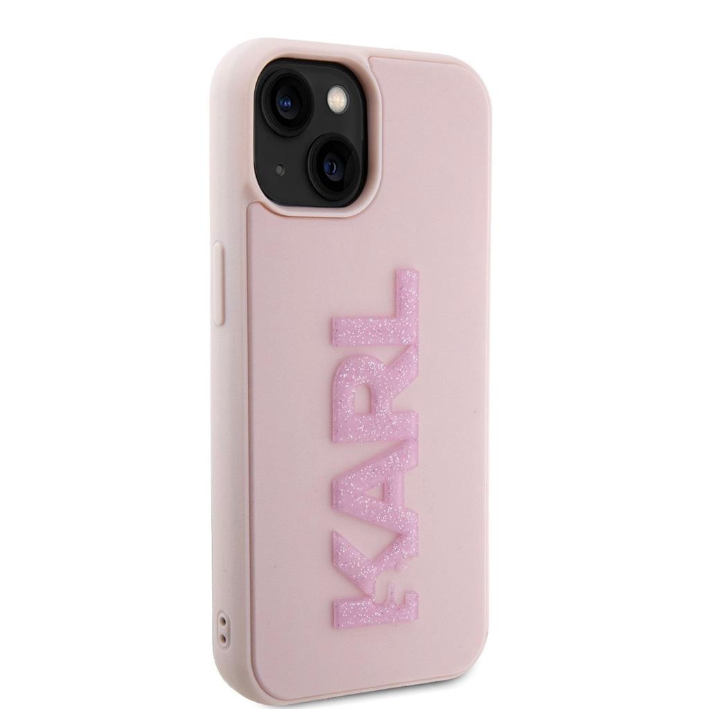 Apple iPhone 15 Karl Lagerfeld 3D Glitter Karl tok (Rózsaszín) – KLHCP15S3DMBKCP