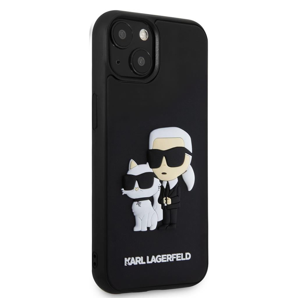 Apple iPhone 15 Karl Lagerfeld 3D Karl & Choupette tok (Fekete) – KLHCP15S3DRKCNK