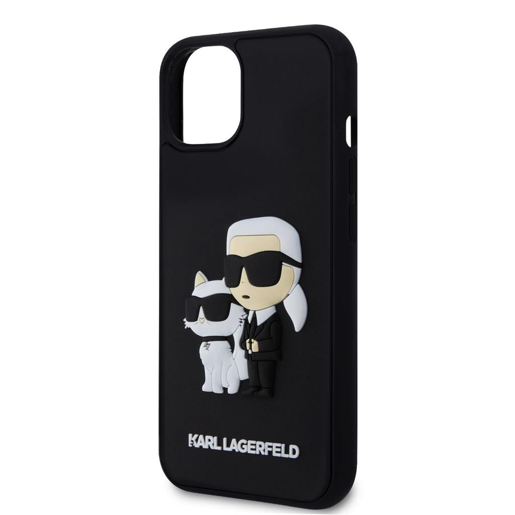 Apple iPhone 15 Karl Lagerfeld 3D Karl & Choupette tok (Fekete) – KLHCP15S3DRKCNK